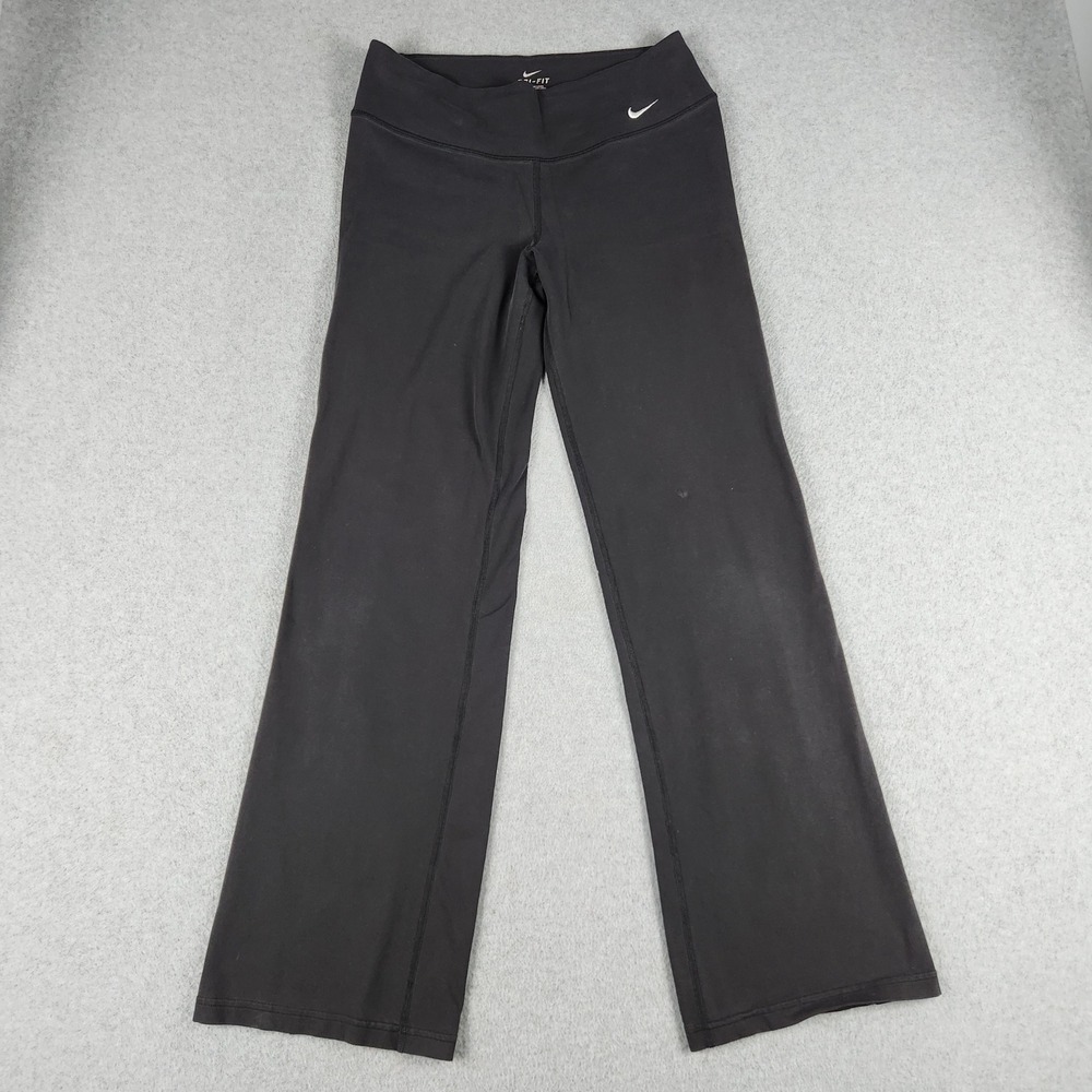 Nike Pants Womens M Black Dri-FIT Gym Yoga Athletic High Waisted Swoosh Logo